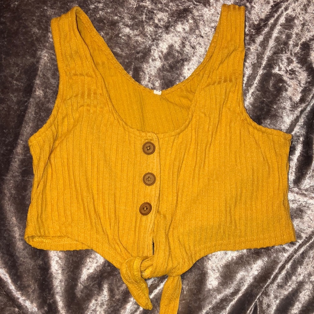 Yellow Crop Top With Buttons